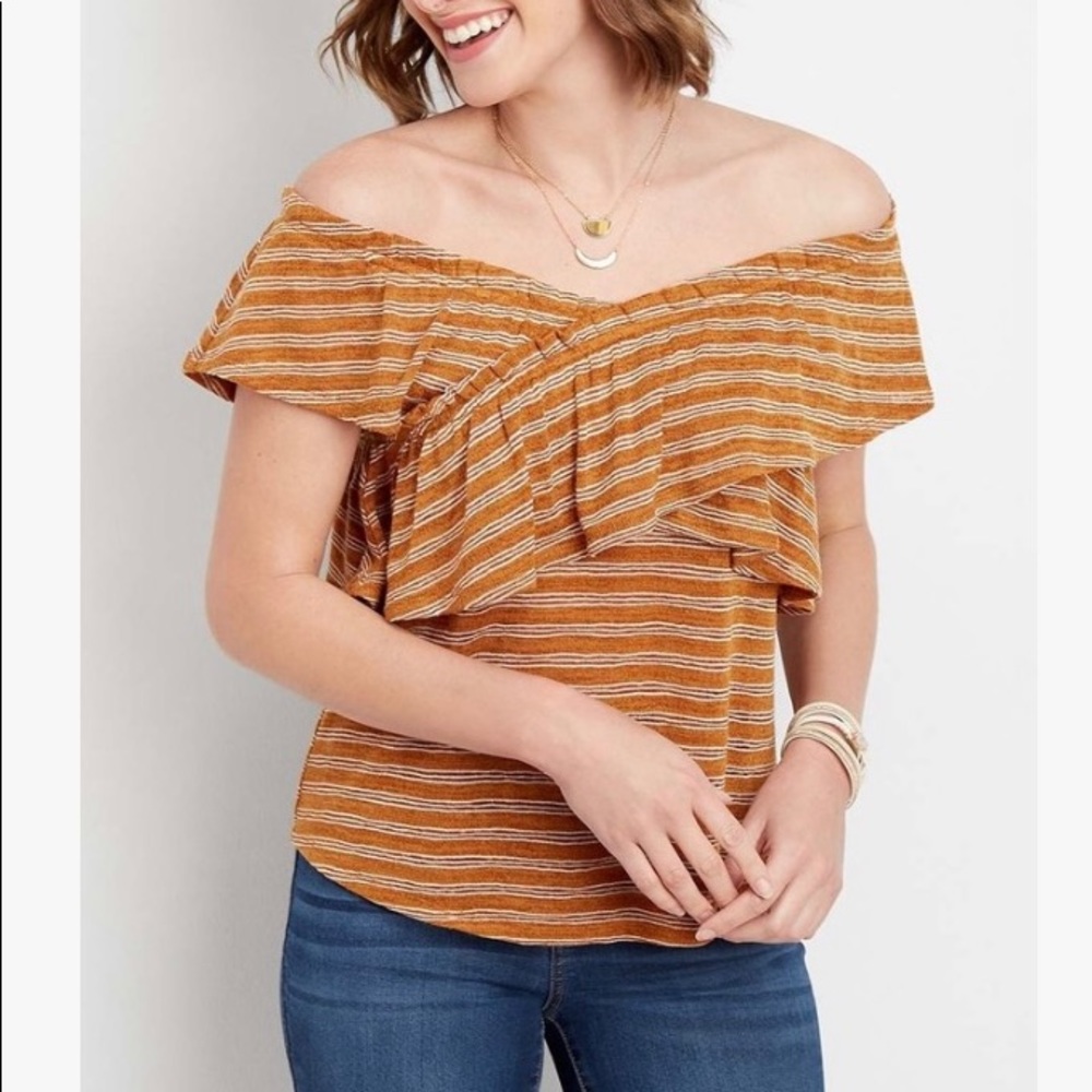 Ruffle off the shoulder top